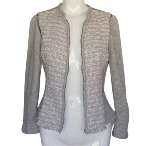 REBECCA TAYLOR Jacket, 6, Bulky Tweed Knit, Color Panels, Crochet seams, Gray - Picture 11 of 11